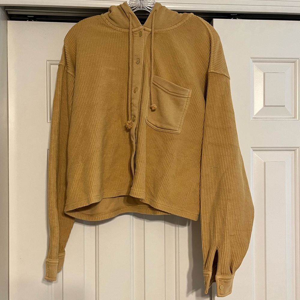 American Eagle Yellow Knit Ribbed Jacket